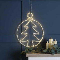Festive Lit Hanging Tree Bauble Decoration