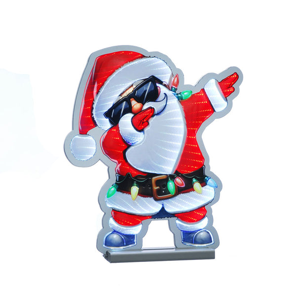 Festive Illustrated Dabbing Santa Infinity Light