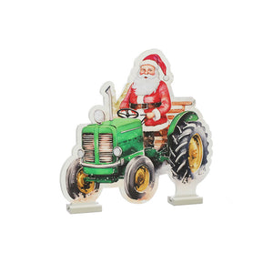 Festive Illustrated Santa On Tractor Infinity Light