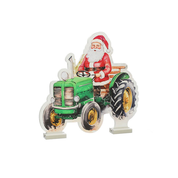 Festive Illustrated Santa On Tractor Infinity Light
