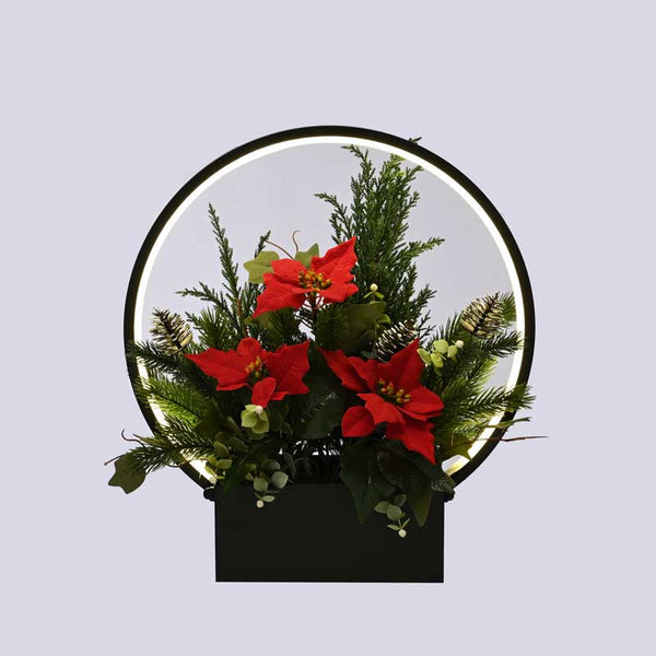 Festive Lit USB Large Poinsettia Arrangement