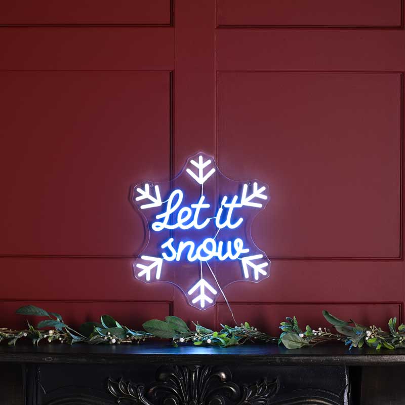 Festive Let It Snow Snowflake Neon Sign