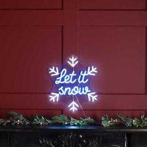 Festive Let It Snow Snowflake Neon Sign