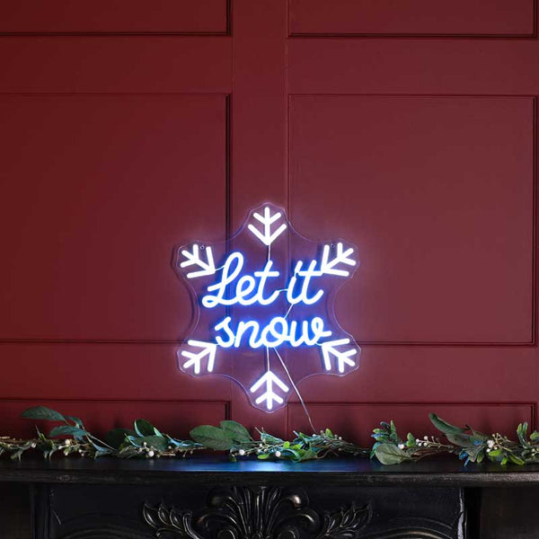 Festive Let It Snow Snowflake Neon Sign