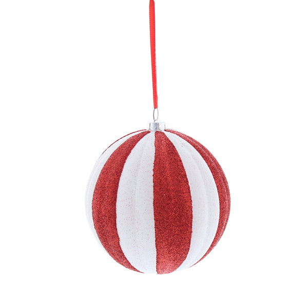Festive Red & White Glitter Ball