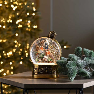 Festive Robin Water Spinner Globe