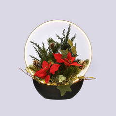 Festive Lit USB Poinsettia Arrangement