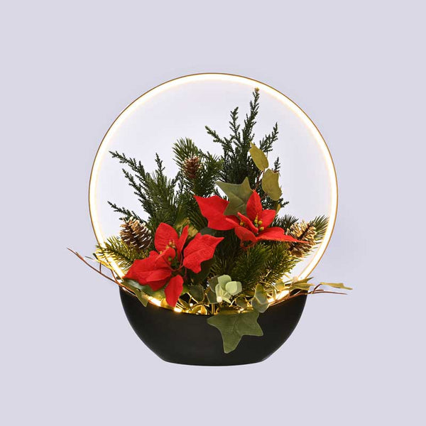 Festive Lit USB Poinsettia Arrangement