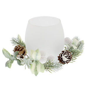 Festive White Berry Candle Holder with LED Tealight