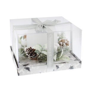 Festive White Berry Candle Holder with LED Tealight