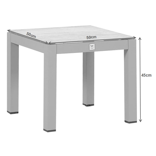 W Garden Living Bali 50cm Square Side Table in Cotswold Antique Stone image 1