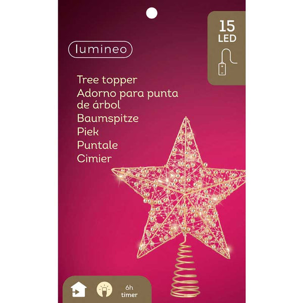 Lumineo LED Gold Star Tree Topper image 2