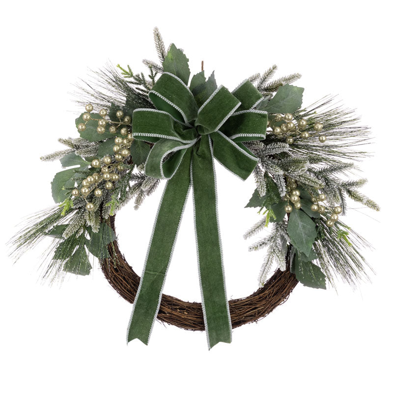 Floralsilk Frosted Pine Semi Wreath