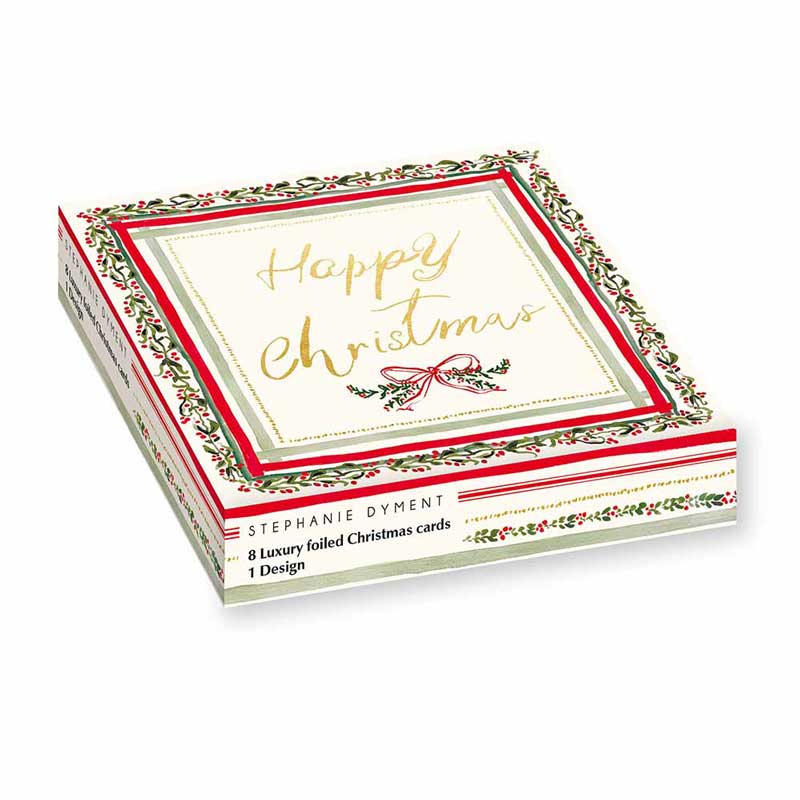 Stephanie Dyment Foliage Bow Luxury Foiled Christmas Cards (Pack of 8)
