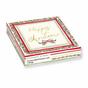 Stephanie Dyment Foliage Bow Luxury Foiled Christmas Cards (Pack of 8)