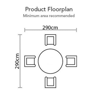 Orchard Life Victoria 4 Seat Dining Set with 120cm Round Table, 2.5m Parasol & Base