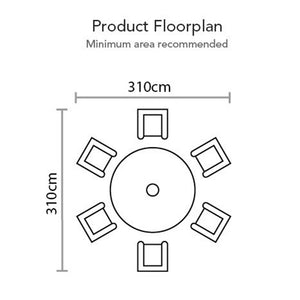 Footprint for Orchard Life Victoria 6 Seat Dining Set with 140cm Round Table, 3m Parasol & Base