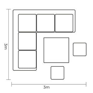 Footprint for Hartman Etna Corner Sofa Set with Square Table & 2 Stools