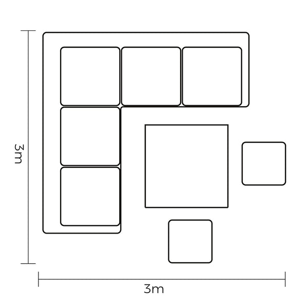 Footprint for Hartman Etna Corner Sofa Set with Square Table & 2 Stools