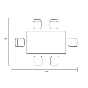 Footprint for Hartman Eden 6 Seat Rectangular Dining Set
