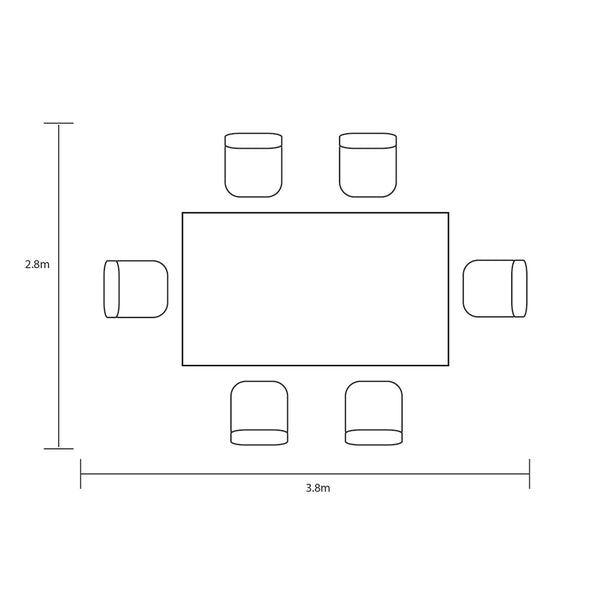 Footprint for Hartman Eden 6 Seat Rectangular Dining Set