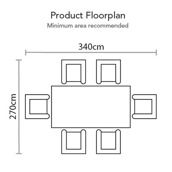 Footprint for Supremo Modena 6 Seat Dining Set