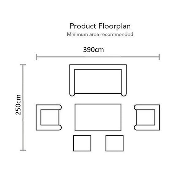 Footprint for Supremo Modena Deluxe 3-Seat Sofa Lounge Set