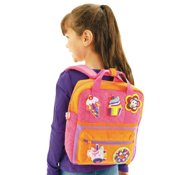 Galt Perfect Patches Kit Lifestyle with Girl Wearing Patches on Bag