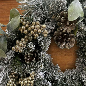 Beautiful Christmas Gilded Frost Woodland Wreath