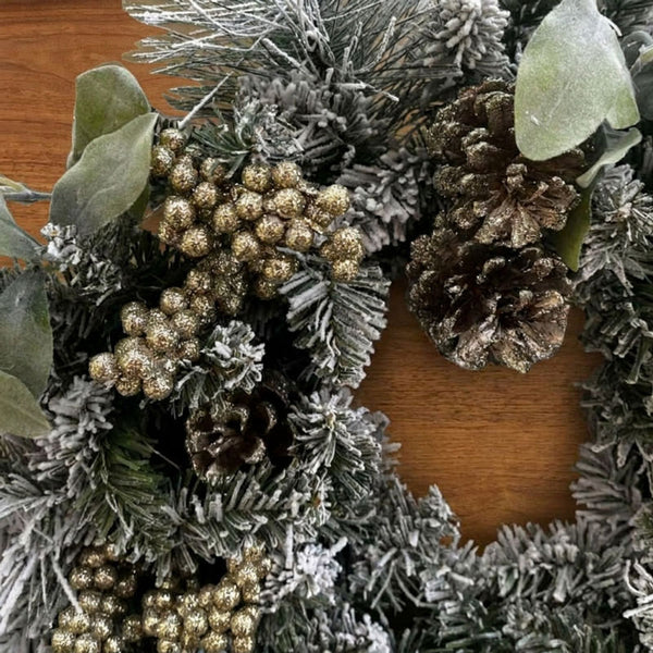 Beautiful Christmas Gilded Frost Woodland Wreath