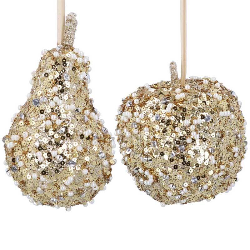 Gisela Graham Beaded Gold Fruit (Assorted Designs)