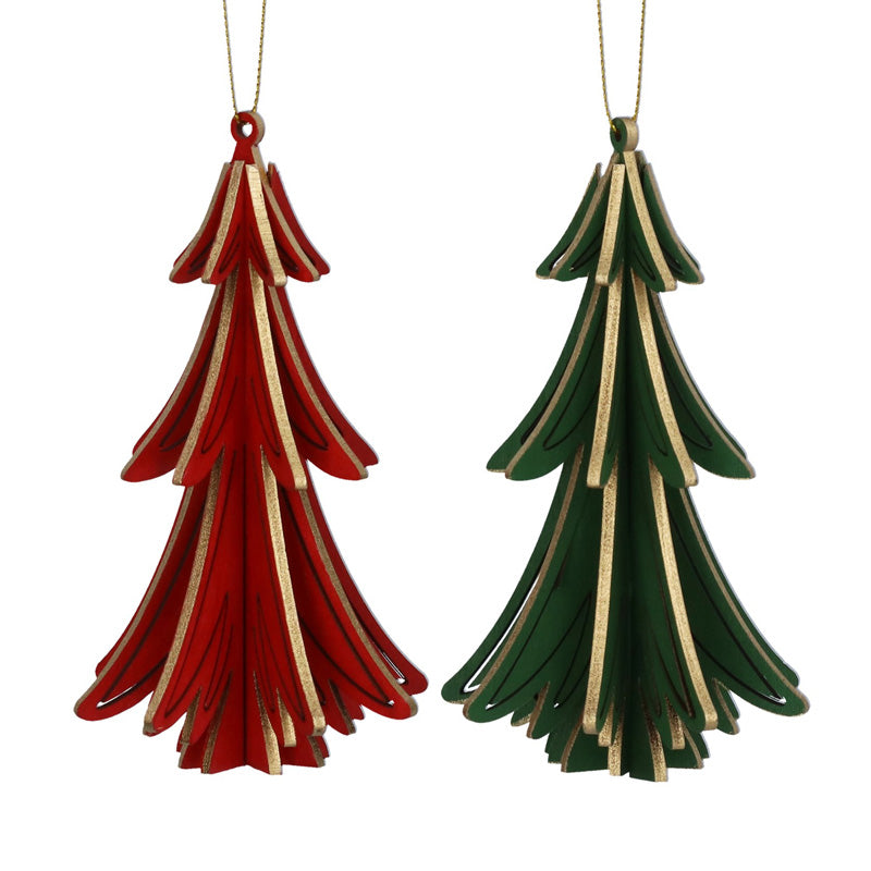 Gisela Graham Gilded Edge Wooden Pine (Assorted Designs)