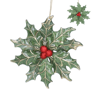 Gisela Graham Glitter Holly Snowflake