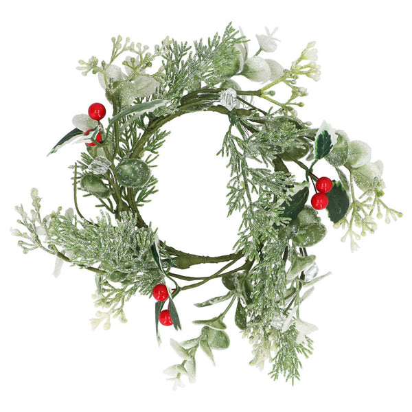 Gisela Graham Pixie Frosted Foliage Candle Ring