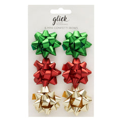 Glick Festive Mix Mini Confetti Bows (Pack of 6)