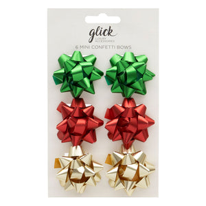 Glick Festive Mix Mini Confetti Bows (Pack of 6)