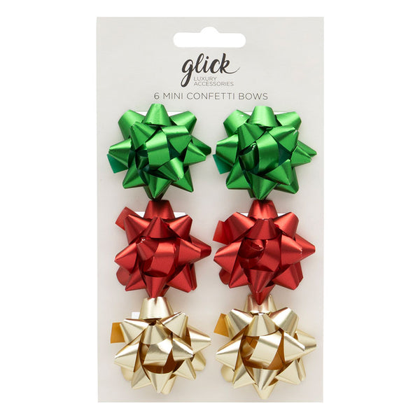 Glick Festive Mix Mini Confetti Bows (Pack of 6)