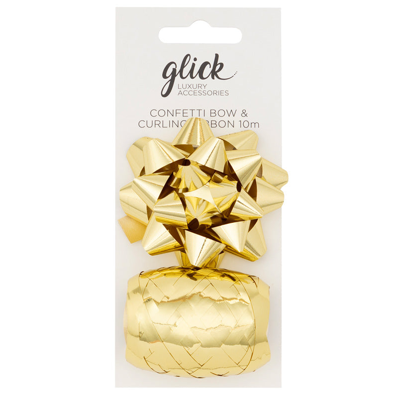 Glick Metallic Gold Bow & Curling Ribbon Pack