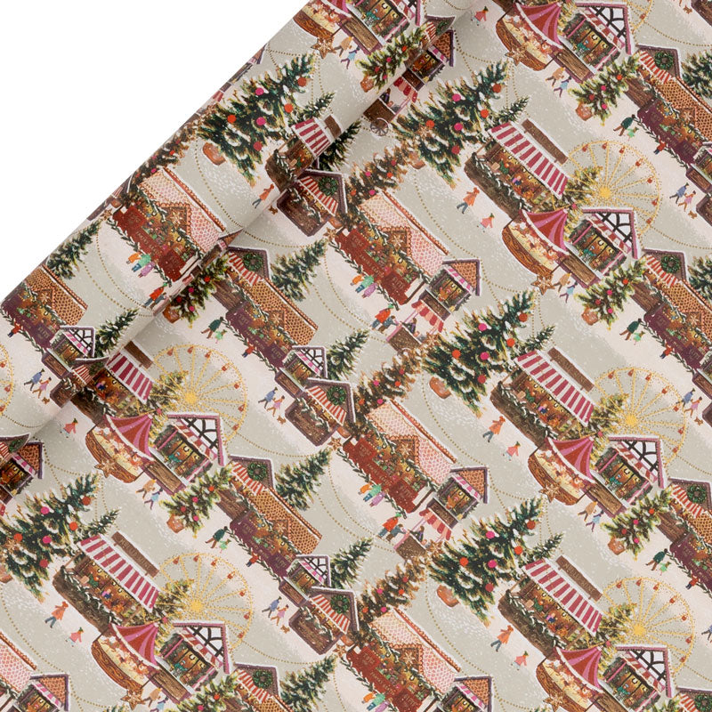 Glick Silver Christmas Market Gift Wrap (4m)