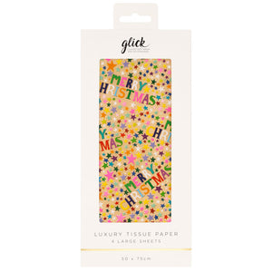 Glick Merry Christmas Stars Kraft Luxury Tissue Paper (Pack of 4)