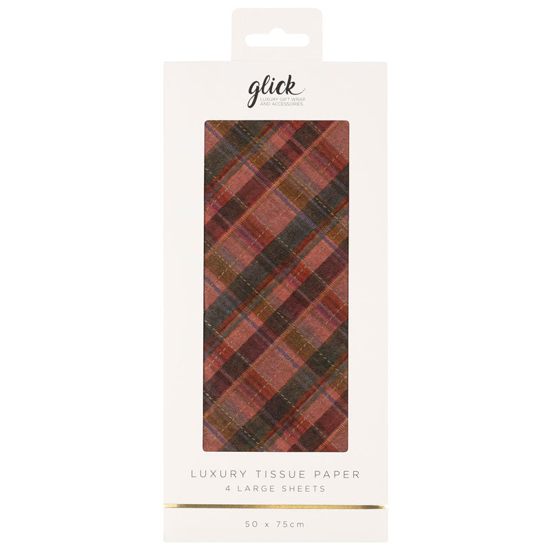 Glick Sugarplum Tartan Luxury Tissue Paper (Pack of 4)