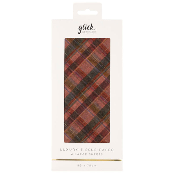 Glick Sugarplum Tartan Luxury Tissue Paper (Pack of 4)