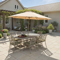 Hartman Buxton 8 Seat Oval Garden Dining Set in Maize with 3m Parasol & Base