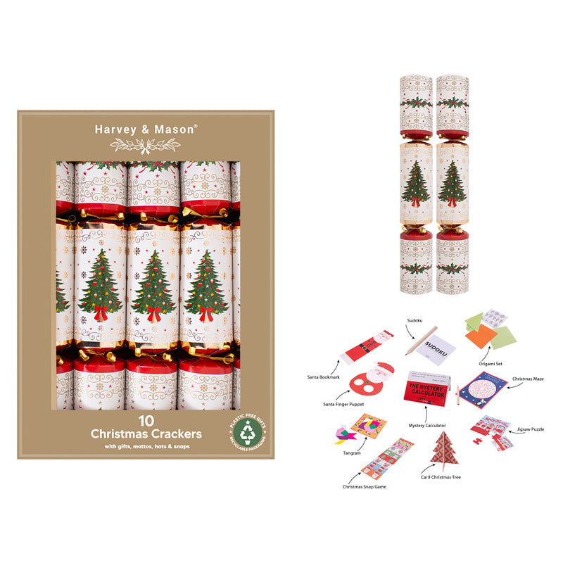 Harvey & Mason 10 Luxury Gold Tree Crackers