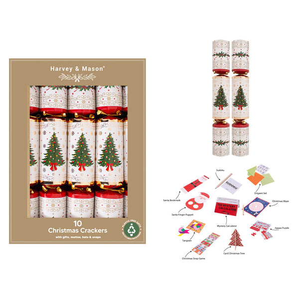 Harvey & Mason 10 Luxury Gold Tree Crackers