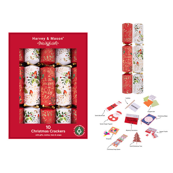 Harvey & Mason 10 Luxury Red Robin Crackers