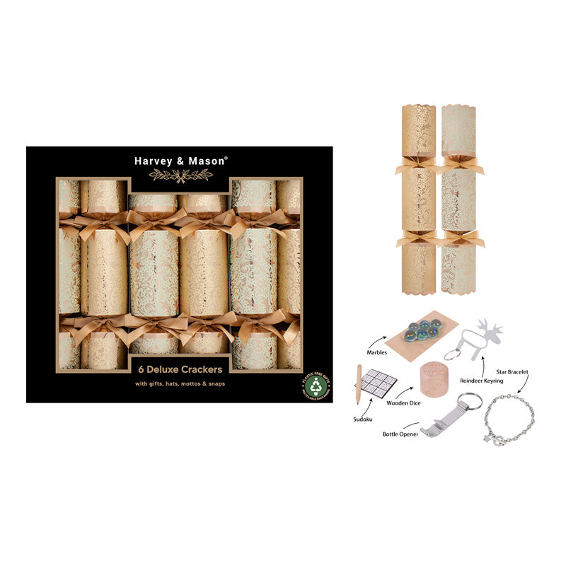 Harvey & Mason 6 Deluxe Gold Foliage Crackers