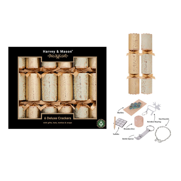 Harvey & Mason 6 Deluxe Gold Foliage Crackers