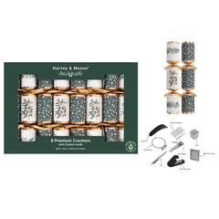 Harvey & Mason 8 Premium Green Mistletoe Crackers