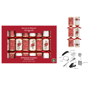 Harvey & Mason 8 Premium Red Poinsettia Crackers
